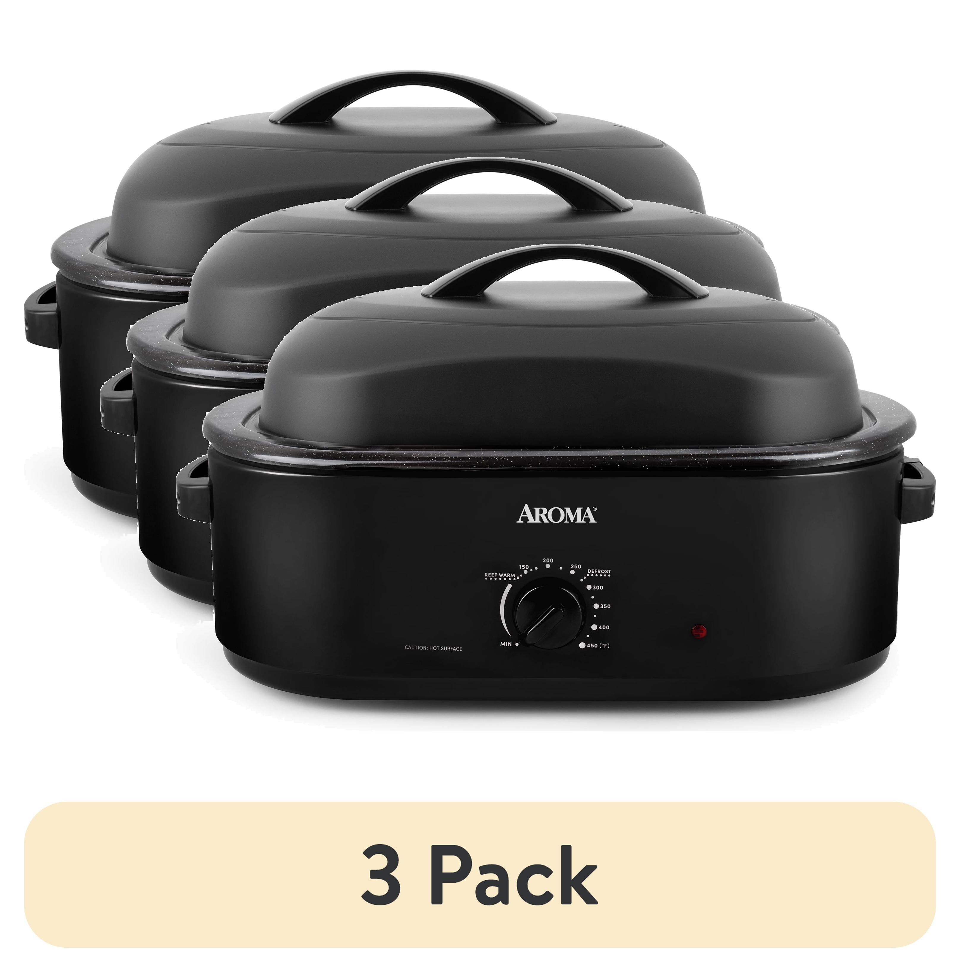 Aroma® 18Qt. Electric Roaster Oven with High Dome Lid, 8X Bonded Granite Enamel, New-Black (ART-718BH)