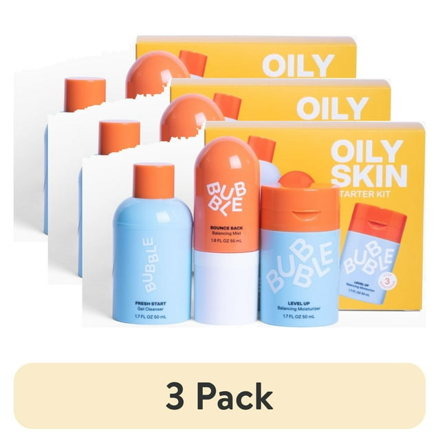 Bubble Skincare 3-Step Balancing Bundle, for Normal to Oily & Combo Skin, Everyday Care, Unisex, set of 3