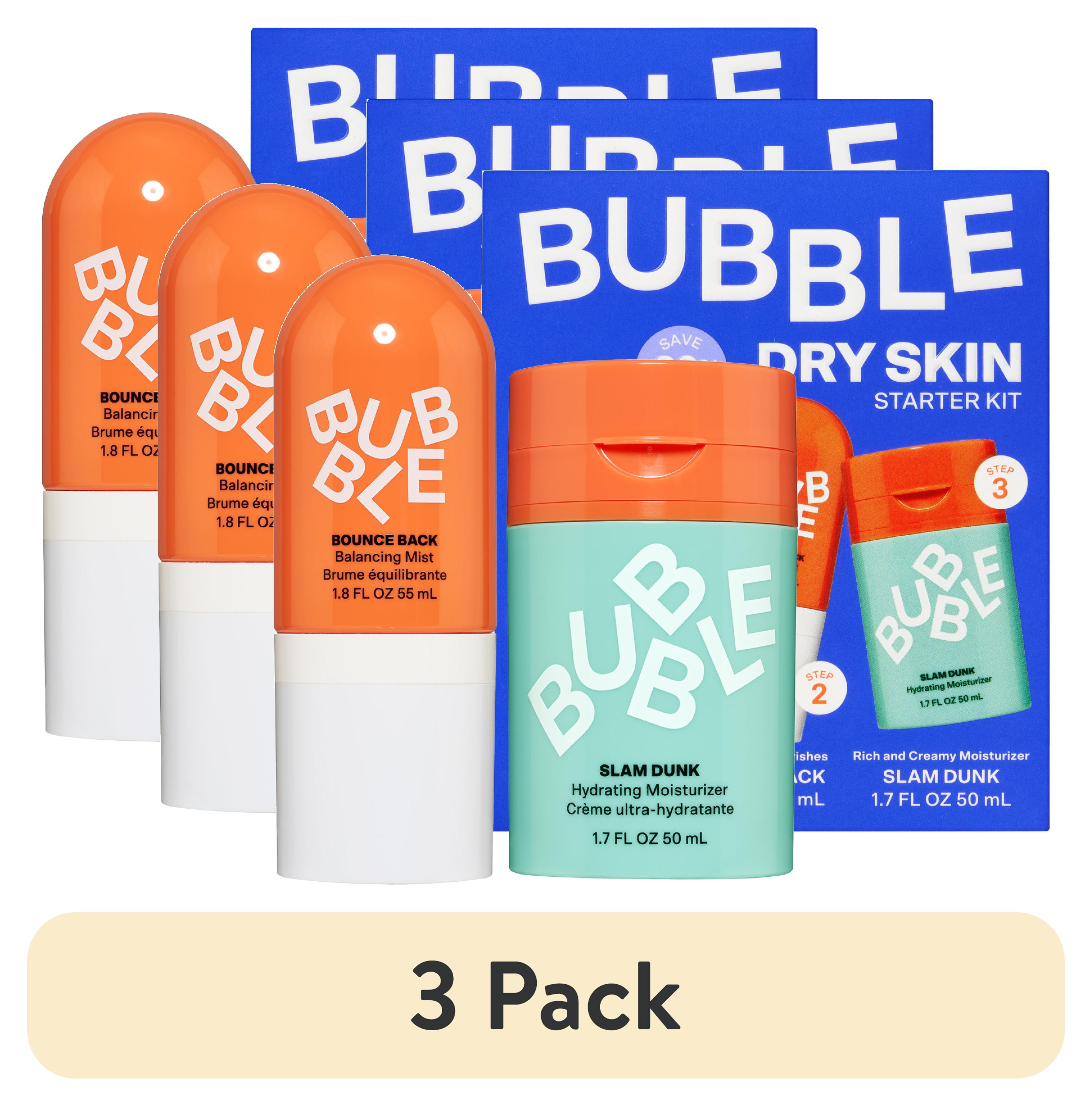 Bubble Skincare 3-Step Hydrating Routine Bundle, for Normal to Dry Skin, Unisex, Set of 3