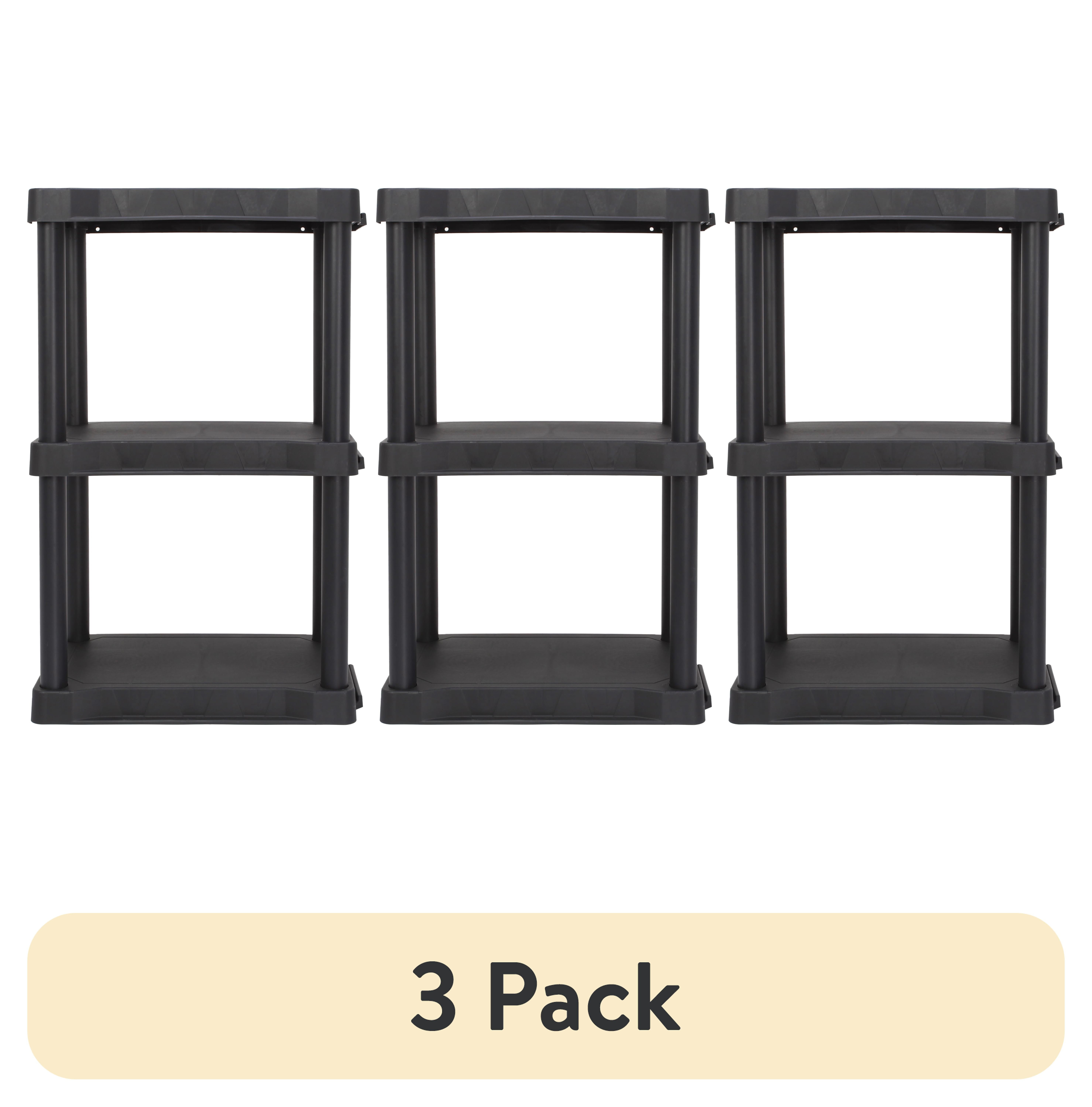 Hyper Tough Black Plastic 3-Tier 32" H x 20.07" W x 12" D, 150lb Total Capacity