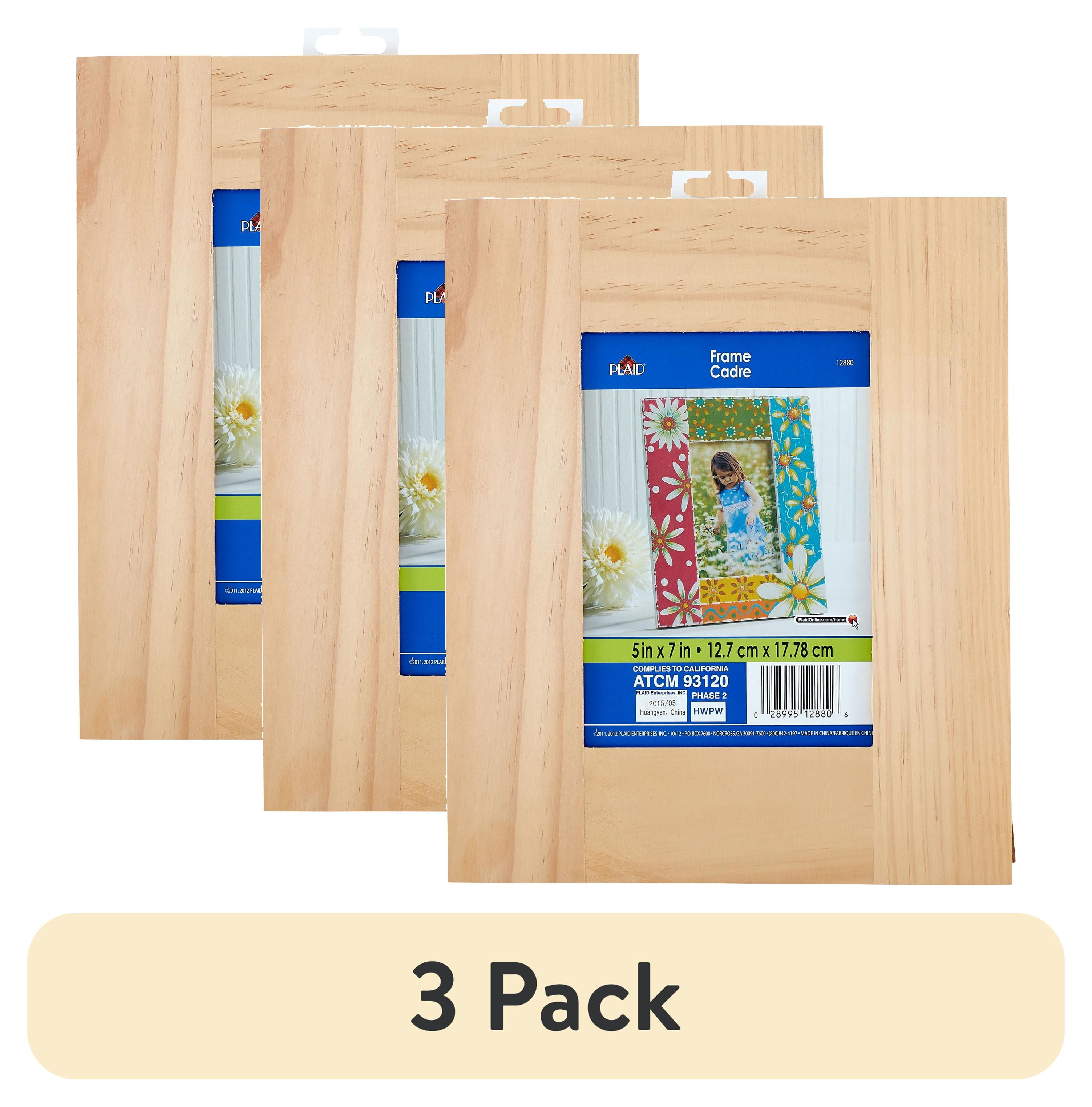 Plaid Unpainted Wood Surface, Wood Frame, 1 Piece, 5" x 7"