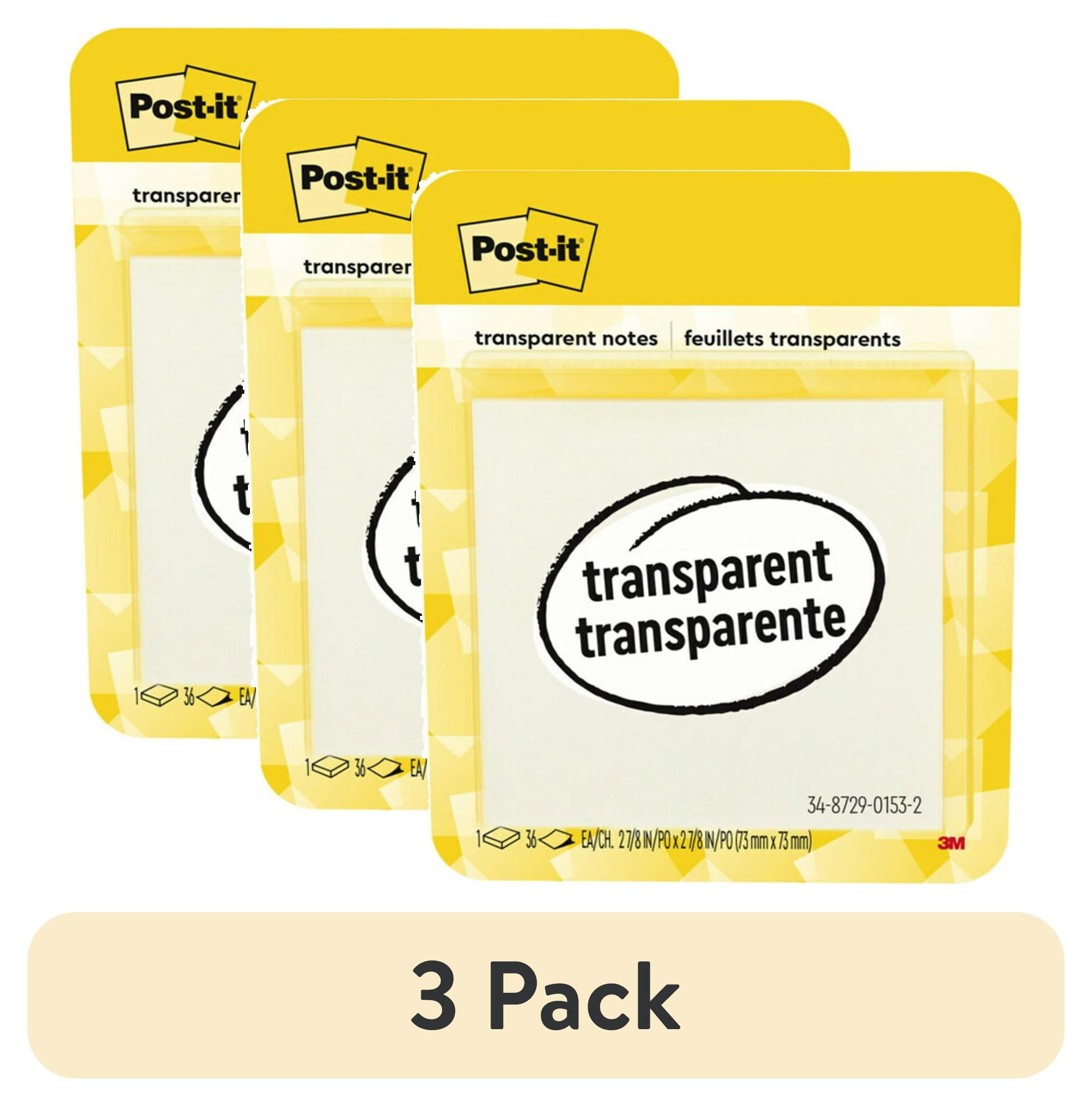 Post-it Transparent Notes, Clear, 2.8 in. x 2 .8 in., 36 Sheets, 1 Pad