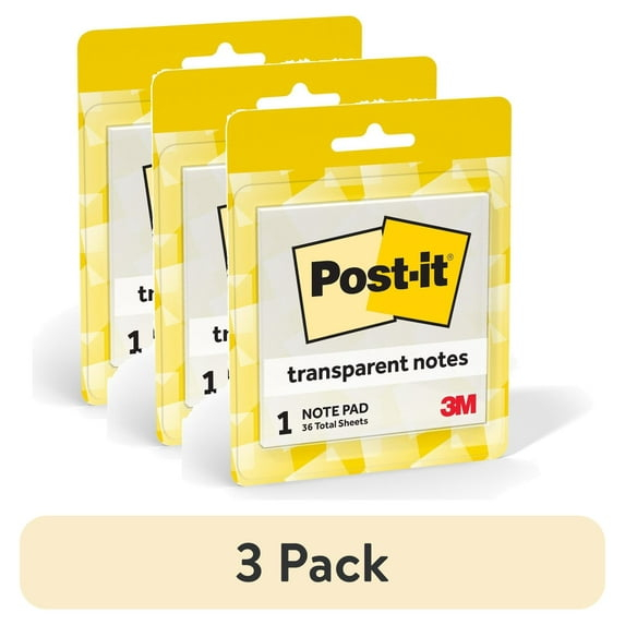 Post-it Transparent Notes, Clear, 2.8 in. x 2 .8 in., 36 Sheets, 1 Pad
