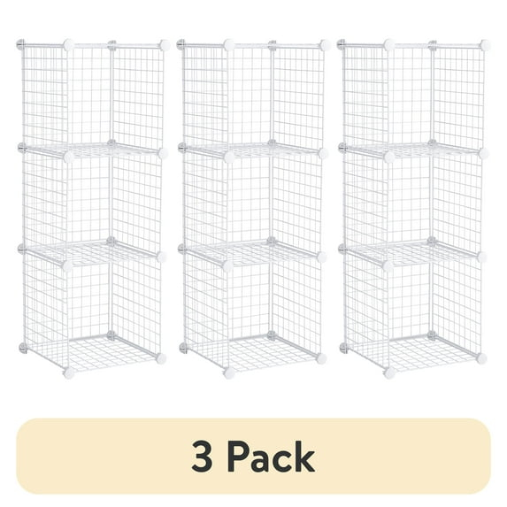 Rubbermaid 3-Piece Stackable Modular Storage Cube Set, Closet Organizer, White