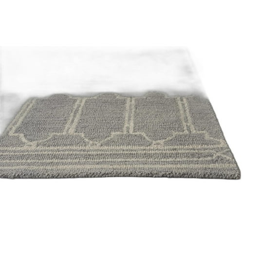 3' x 5' Grey Geometric Pattern Wool Area Rug