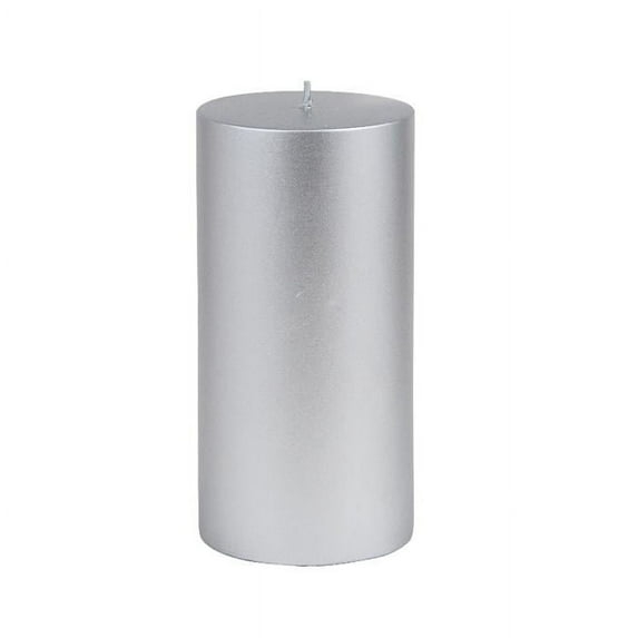 Jeco CPZ-106 3 x 6 in. Pillar Candle, Metallic Silver