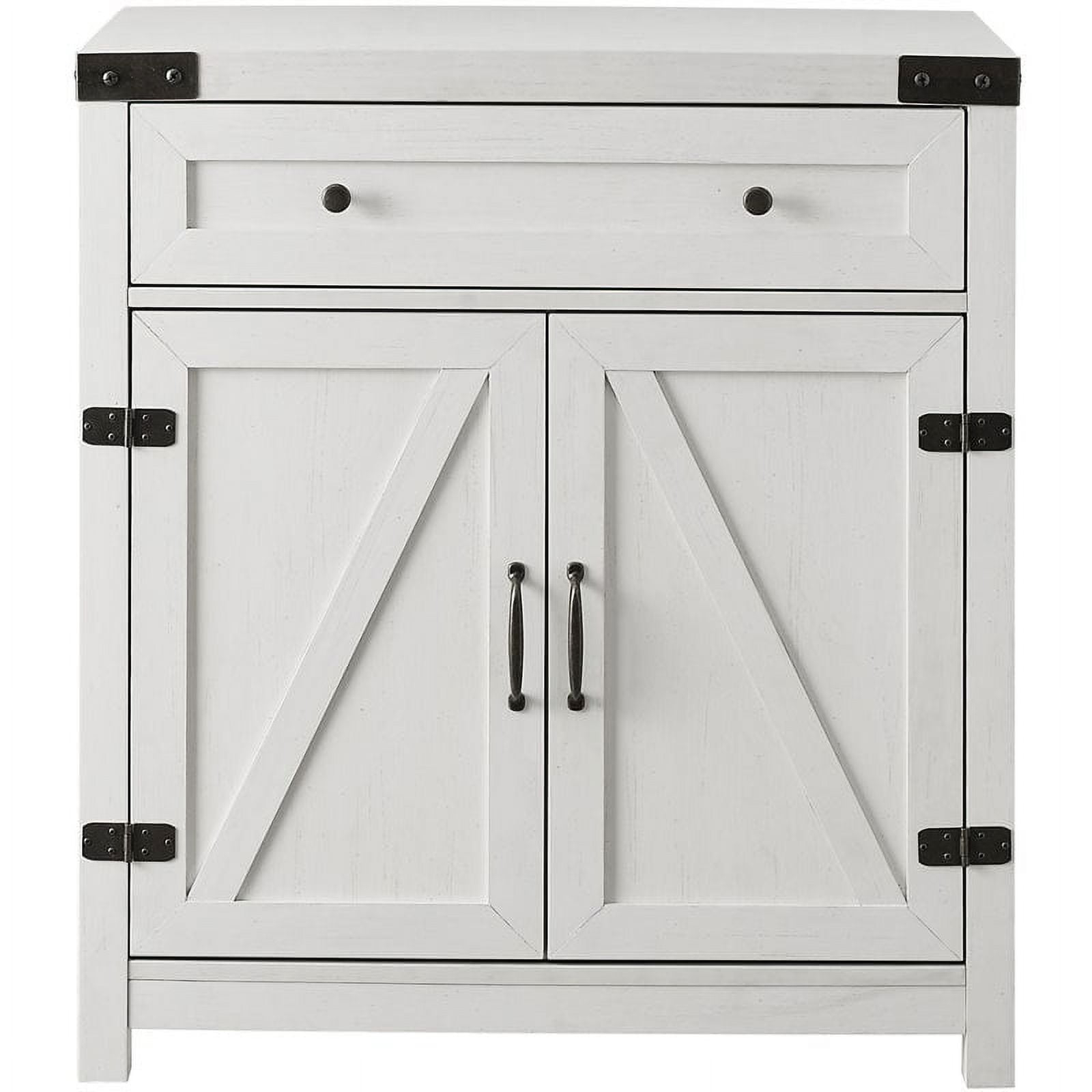 Walker Edison Modern Farmhouse 2 Barn Door Accent Cabinet, Brushed White