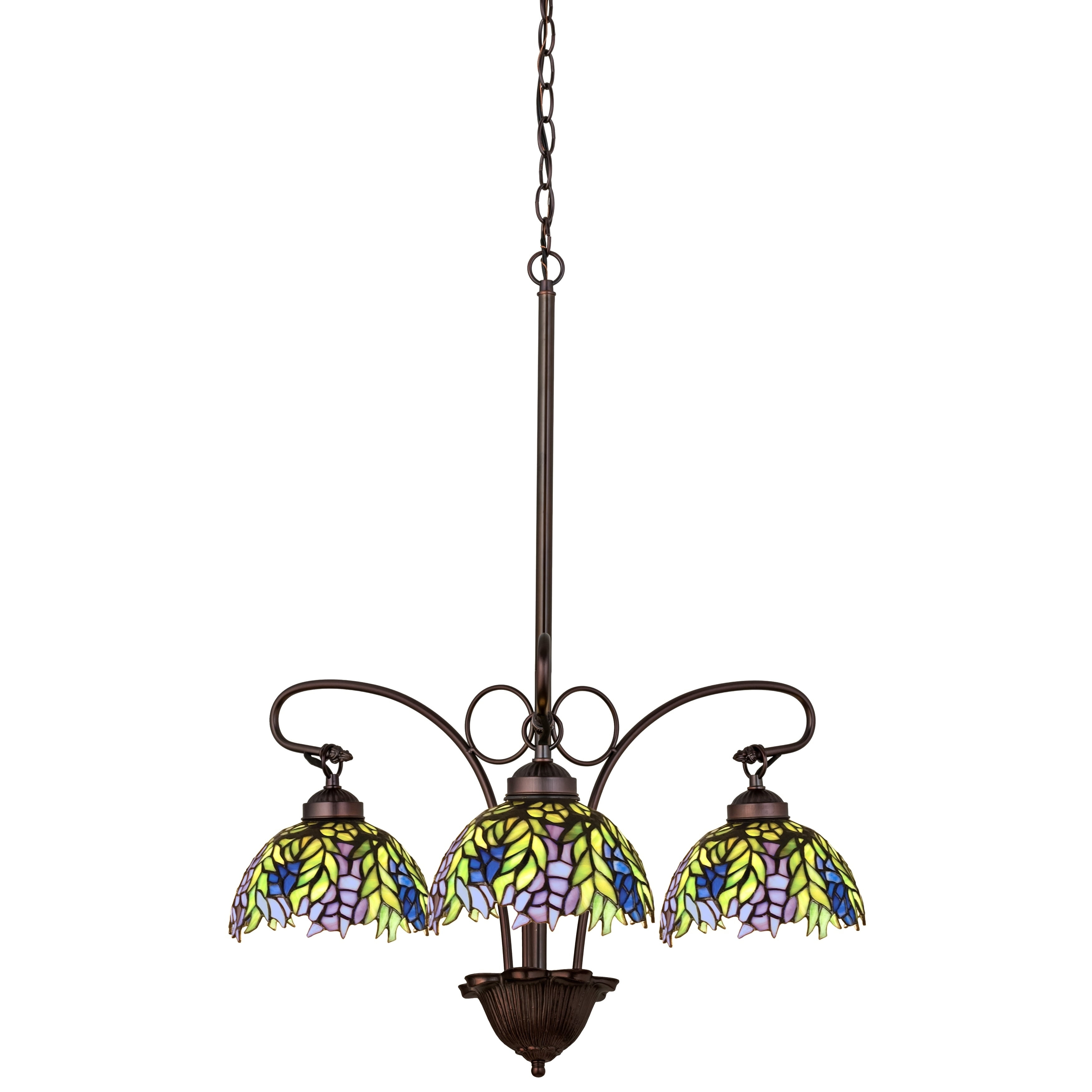 30 Inch Wide tiffany honey locust 3 lt Chandelier