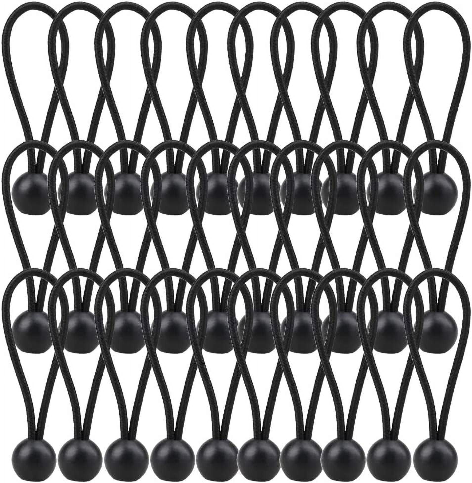 Bungee Cord, 30 Packs Bungee Balls, Black Bungee Cords Heavyweight 4 inches Tarp Bungee Cords Tie Down Straps Multifunction Elastic Rope for Camping, Tents, Cargo, Projector Screen, Canopy Tent