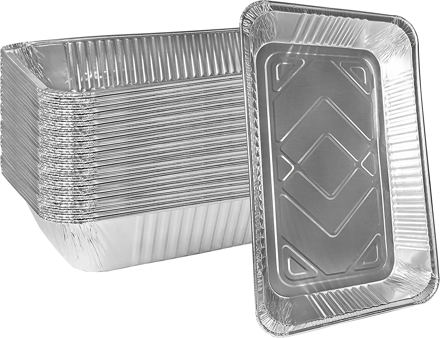 9x13 Aluminum Foil Pans (10 Pack), Disposable Half Size Deep Foil Pans, Cookware, Food Prepping, Large Pans for Baking, Reheating, Grilling