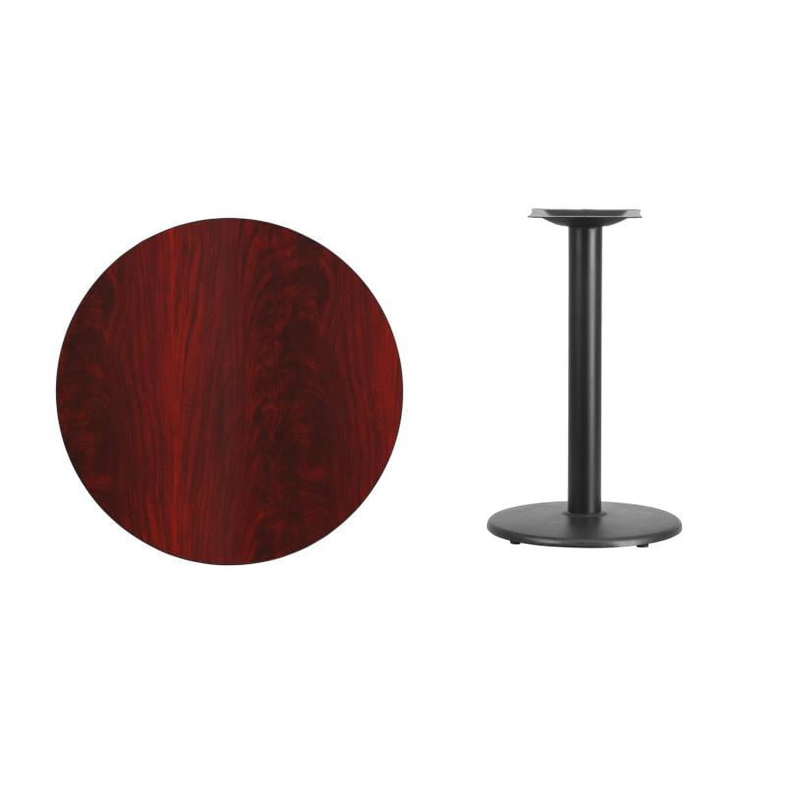 30" Round Mahogany Laminate Table Top With Table Height Round Base - Table Height Restaurant Table