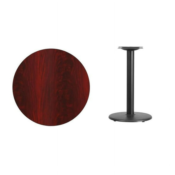 30" Round Mahogany Laminate Table Top With Table Height Round Base - Table Height Restaurant Table