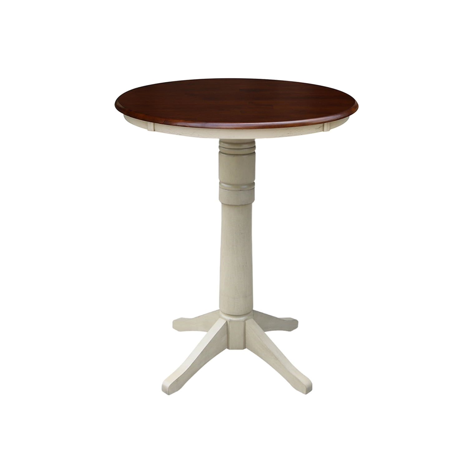 30" Round Pedestal Bar Height Table - Almond/Espresso