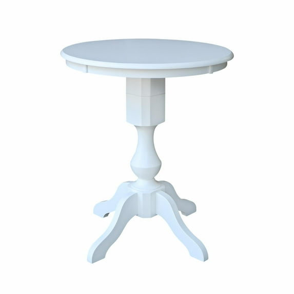 30" Round Top Pedestal Counter Height Table - White