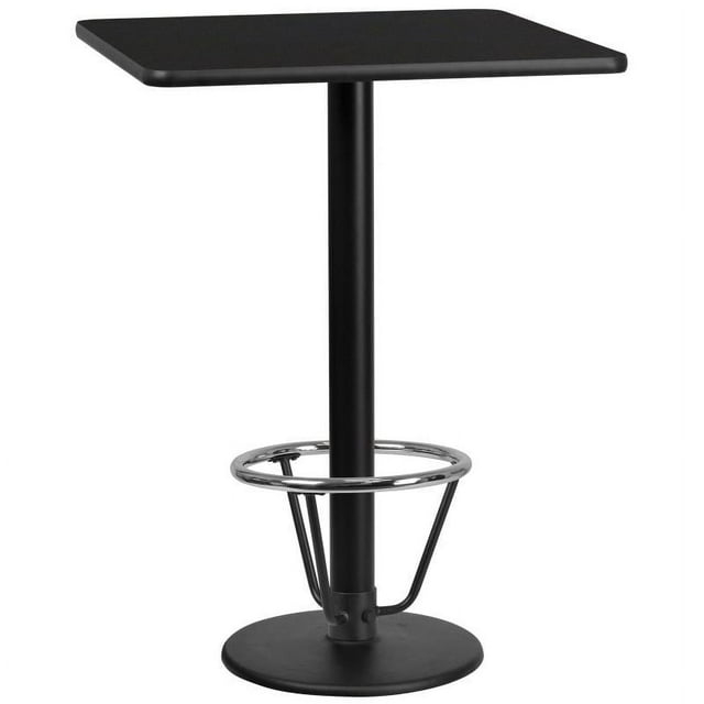 Flash Furniture 30'' Square Black Laminate Table Top with 18'' Round Bar Height Table Base and Foot Ring