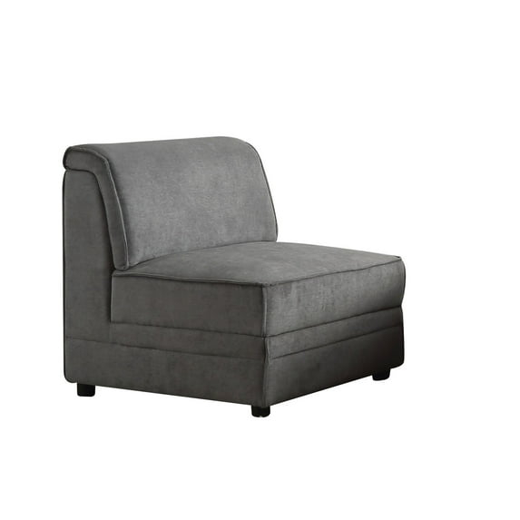 30" X 34" X 33" Gray Velvet Reversible Armless Chair