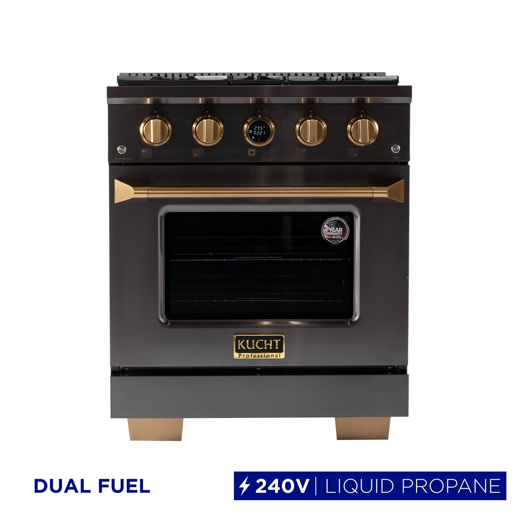 30 in. 4.2 cu.ft. 4-Burners Dual Fuel Range Propane Gas in Stainless Steel Steel