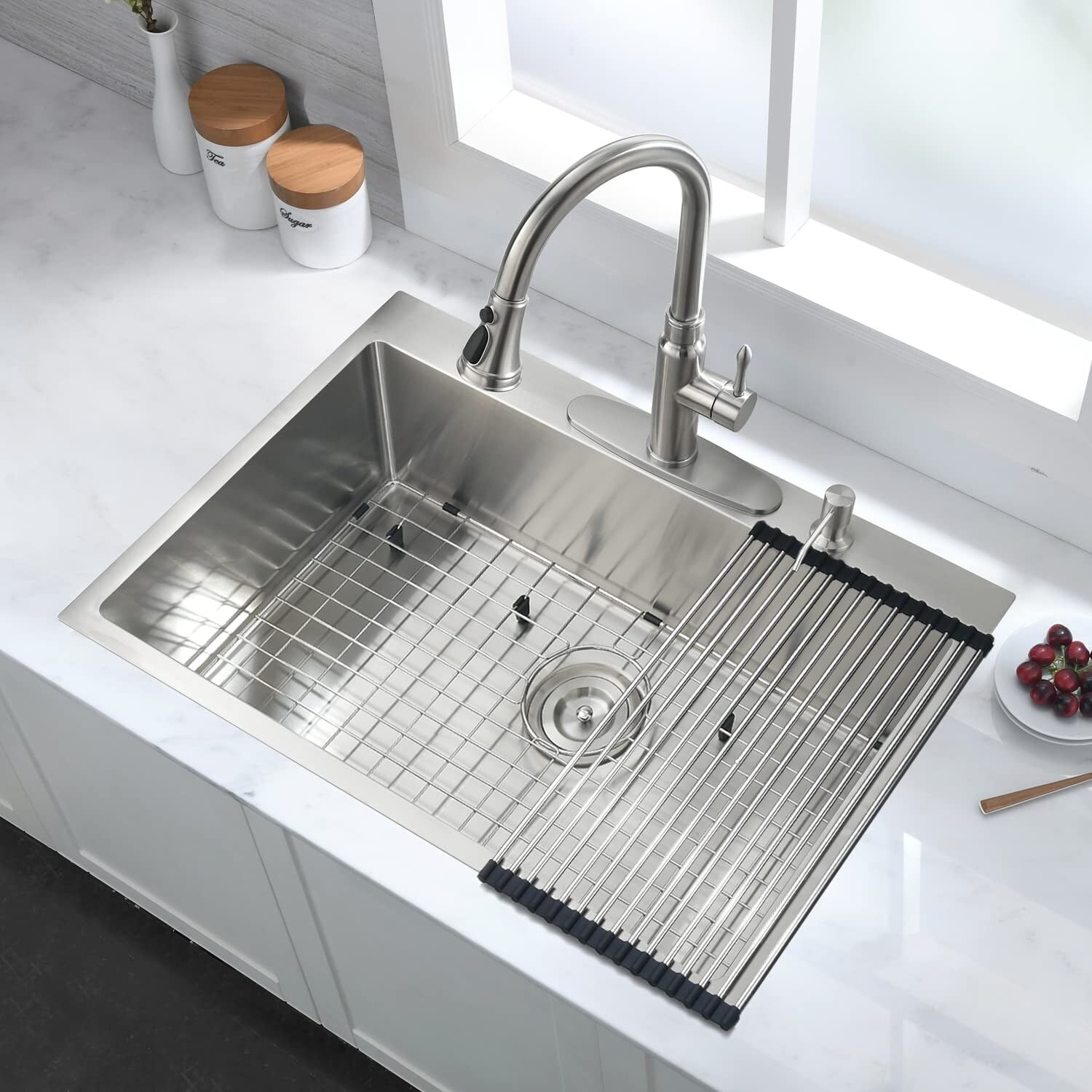 30" x 22" Stainless Steel Single Bowl Drop-in Kitchen Sink with Accessories - 30 x 22