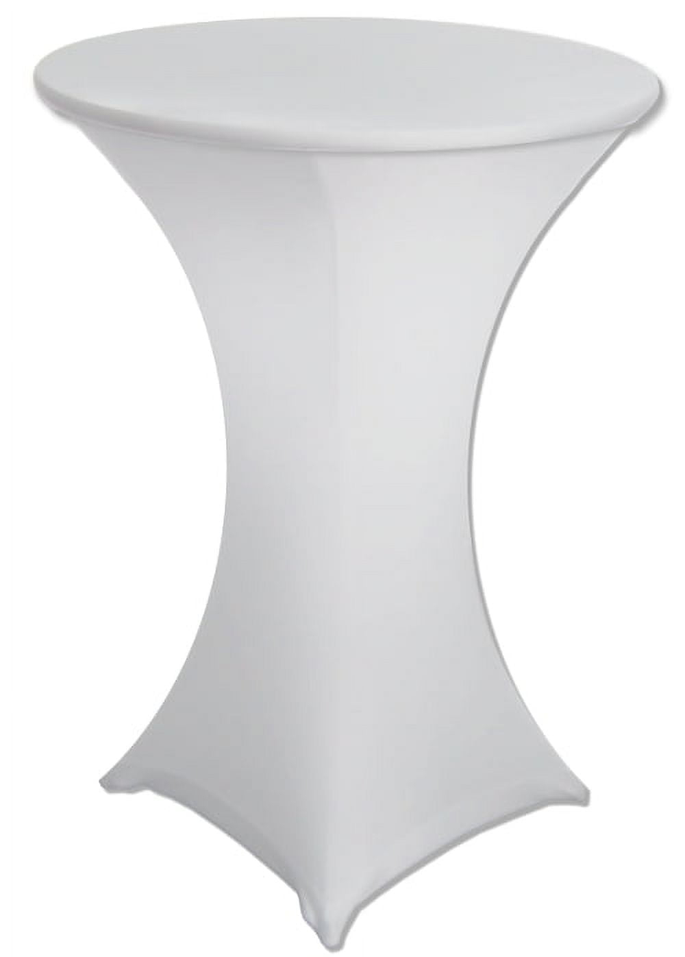30 x 42 White Stretch Spandex Highboy Cocktail Cover -by Banquet Tables Pro