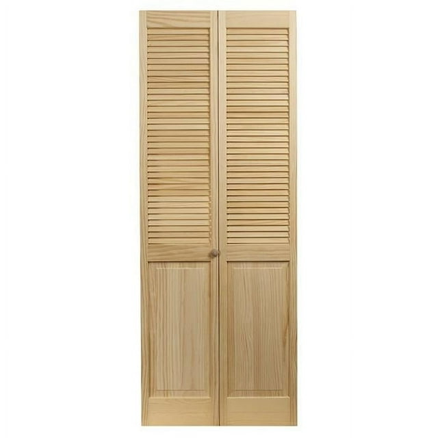 30 x 80.5 in. Model 105 Louver Over Panel Unfinished Wood Bifold Door