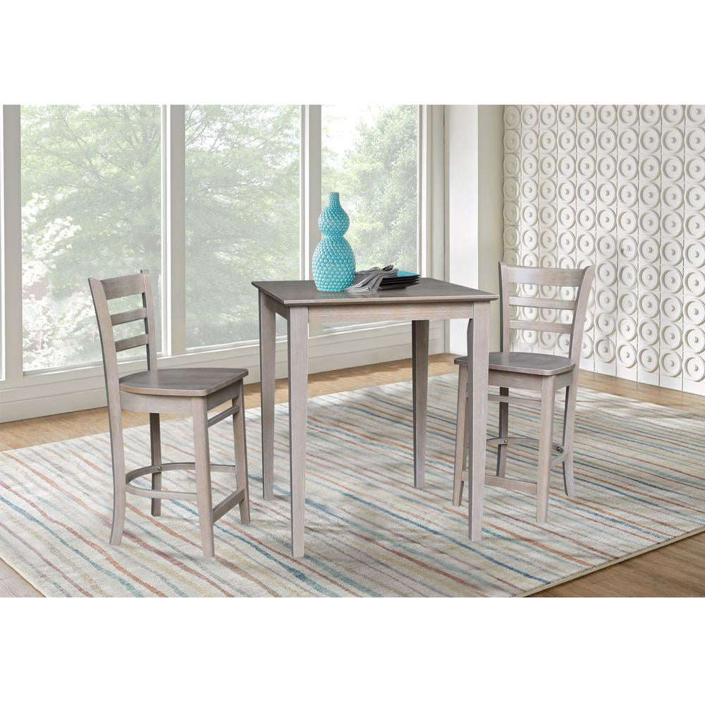 International Concepts 30 inches x 30 inches Counter Height Table with 2 Emily Counter Height Stools - 3 Piece Set