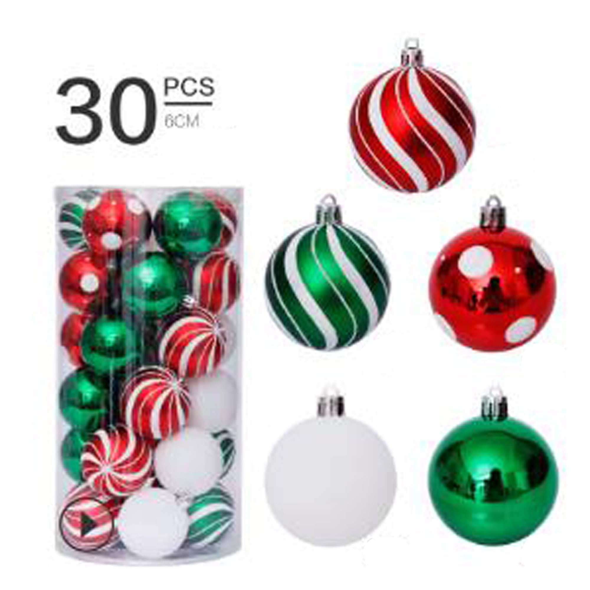 30PCS Christmas Balls Ornaments Set, Shatterproof Holiday Festive Wedding Seasonal Hanging Ornaments Christmas Tree Decoration