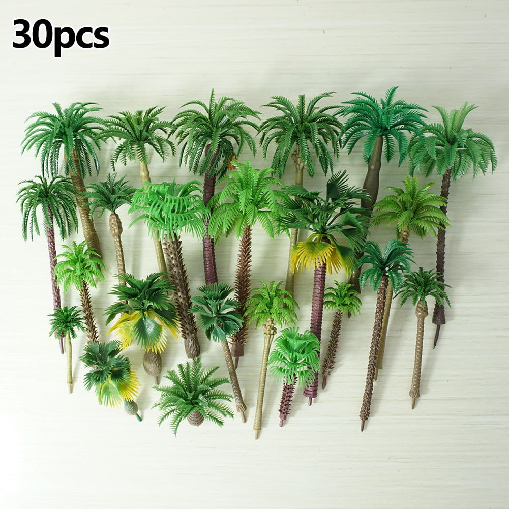 30PCS Mixed Model Trees Coconut Palm Scale Tree Diy Rainforest Scenery Layout