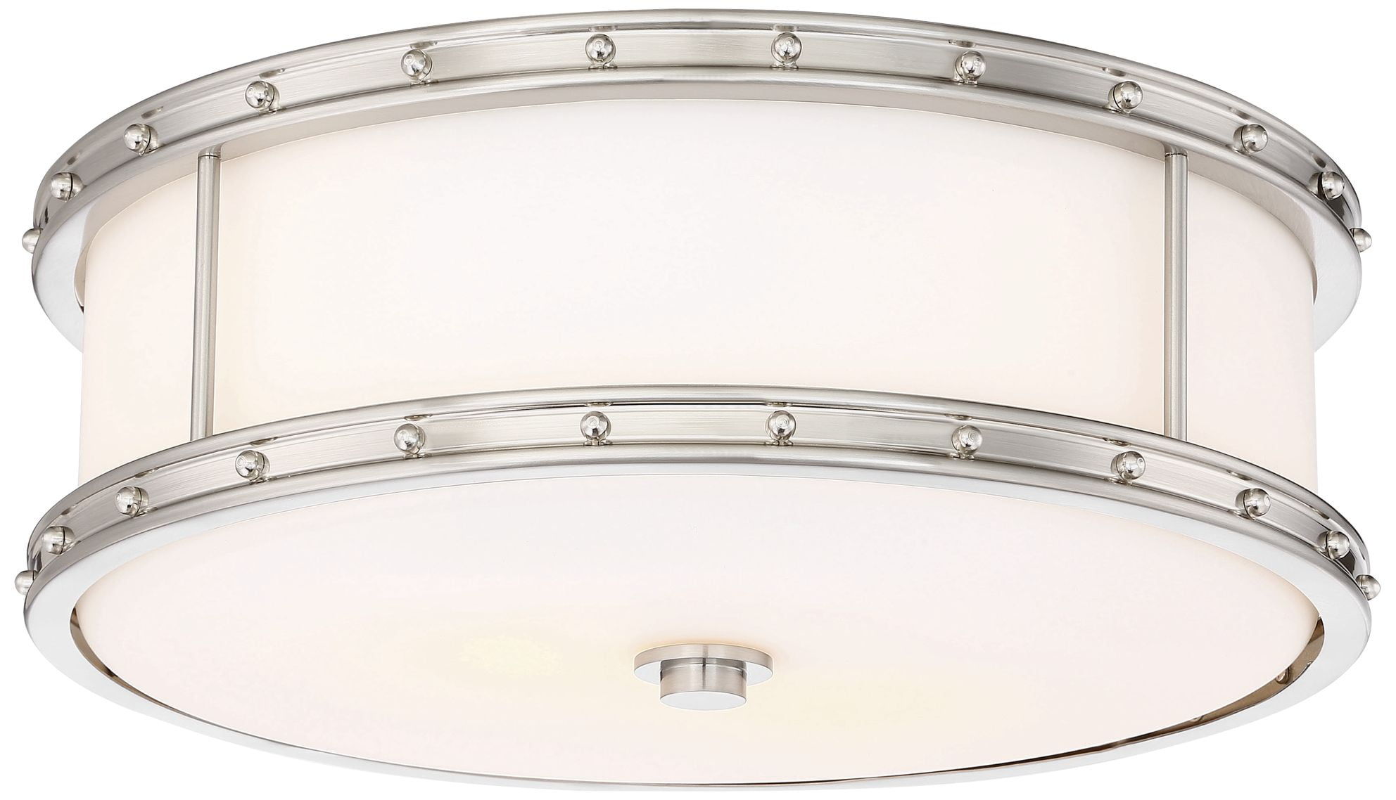 Minka Lavery Modern Ceiling Light Flush Mount Fixture 15 1/2" Brushed Nickel Dimmable LED Etched Opal Glass Shade for Bedroom Home