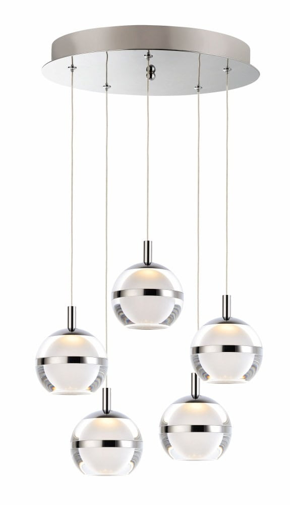E24595-93PC-ET2 Lighting-Swank-30W 5 LED Pendant-15 Inches wide by 5.5 inches high-Polished Chrome Finish