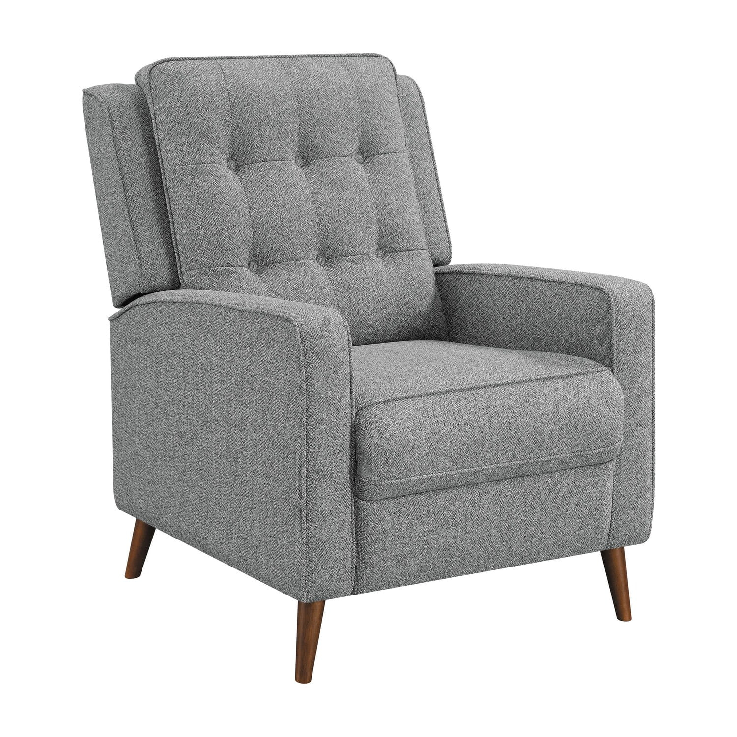 Benjara 31 Inch Modern Manual Recliner Chair with Padded Button Tufted Back, Gray
