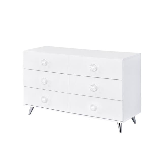 Dresser with 6 Drawers and Angled Metal Feet White - Saltoro Sherpi