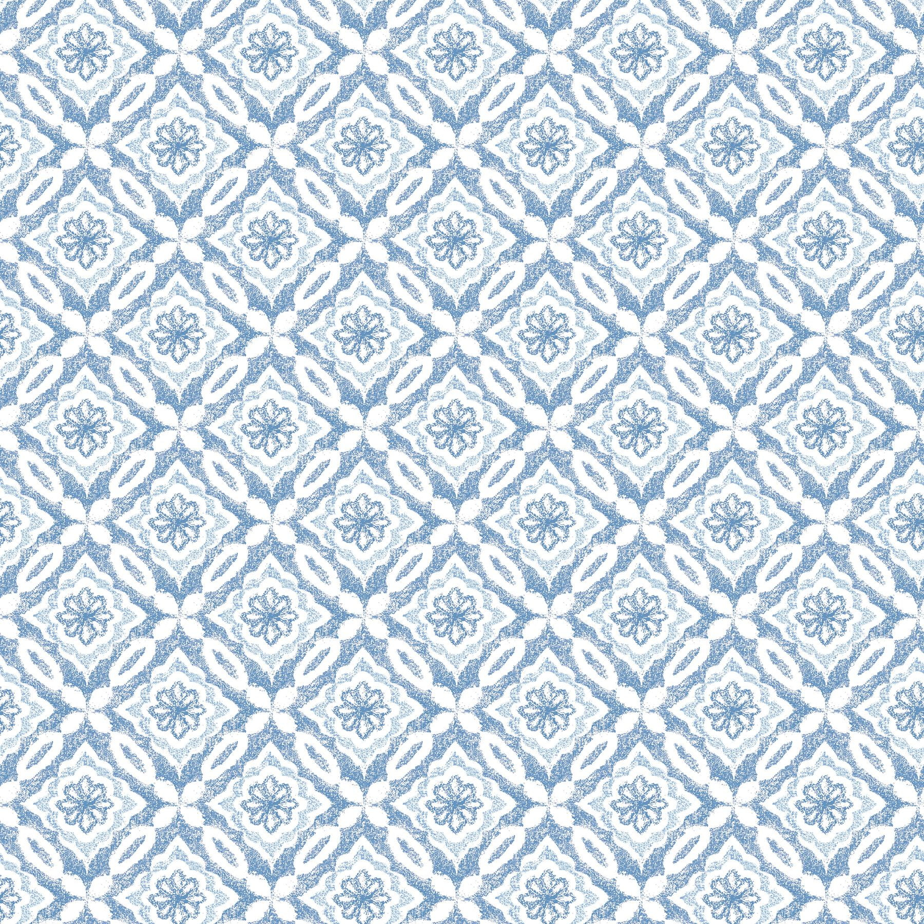 3122-10702 Hugson Quilted Damask Wallpaper with Embellished Diamond Shapes in Blue White Colors Farmhouse Style Prepasted Acrylic Coated Paper