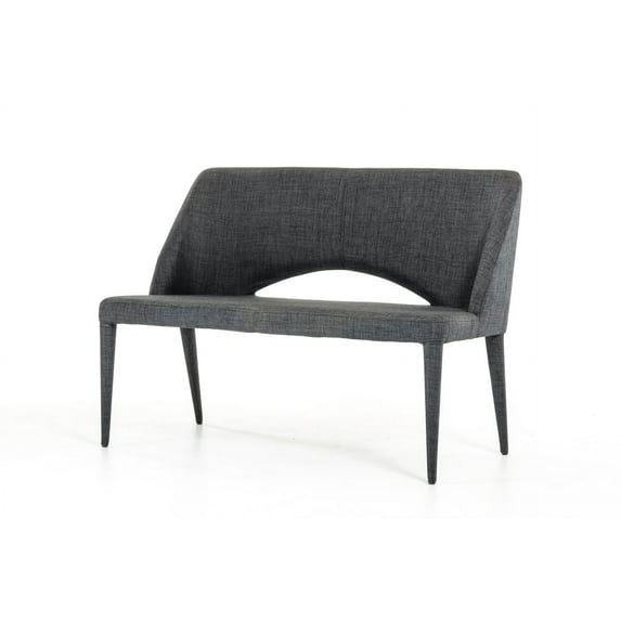32" Dark Grey Fabric and Metal Bench