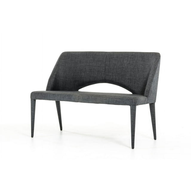 32" Dark Grey Fabric and Metal Bench