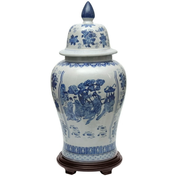 32" Porcelain Temple Jar