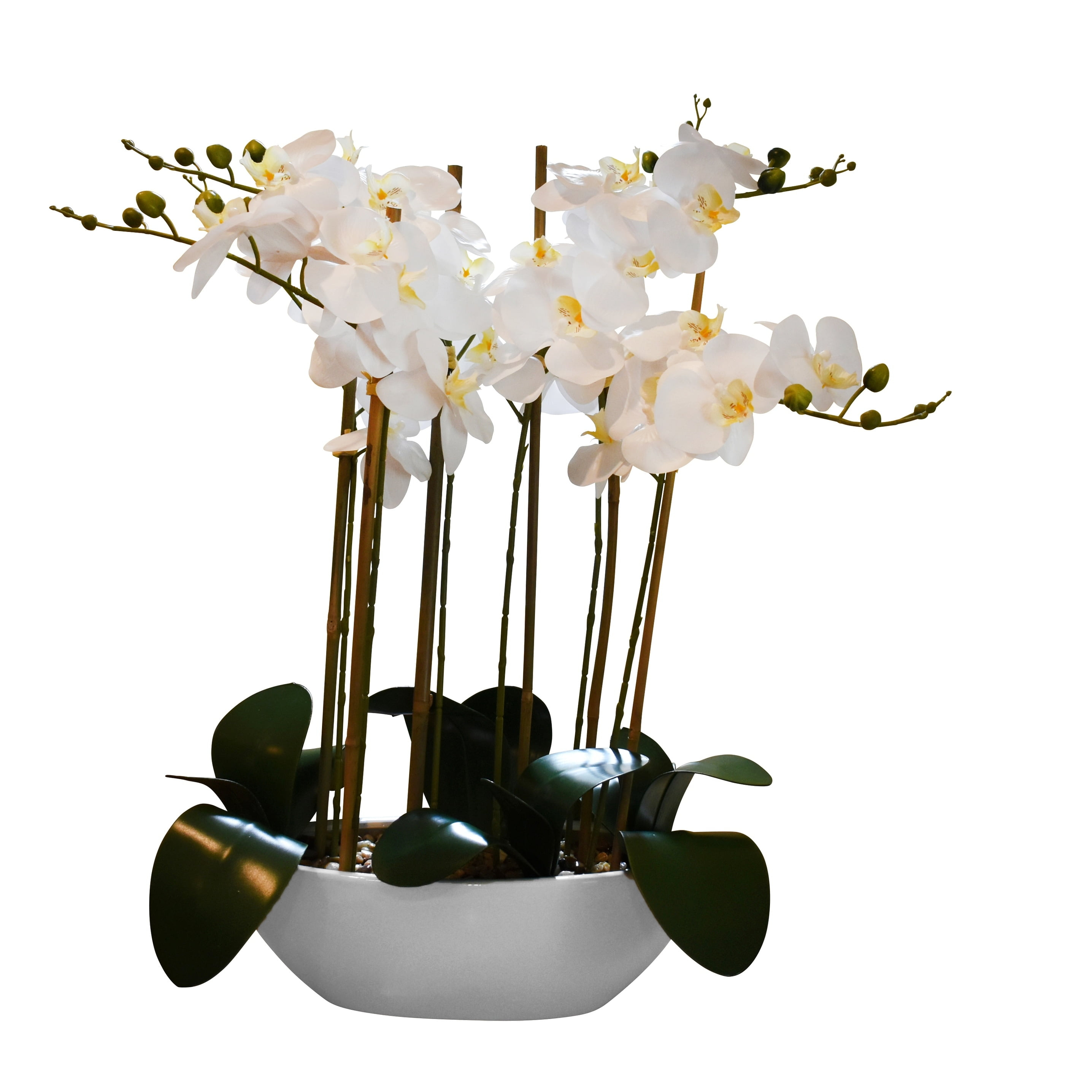 32" Real Touch Phalaenopsis Orchid with White Oval Container
