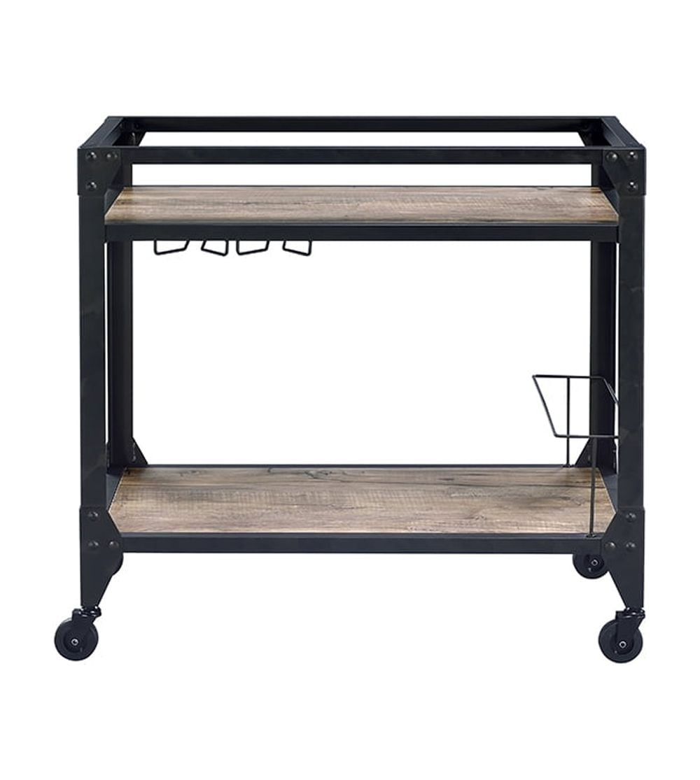 32" X 16" X 31" Black Metal Serving Cart