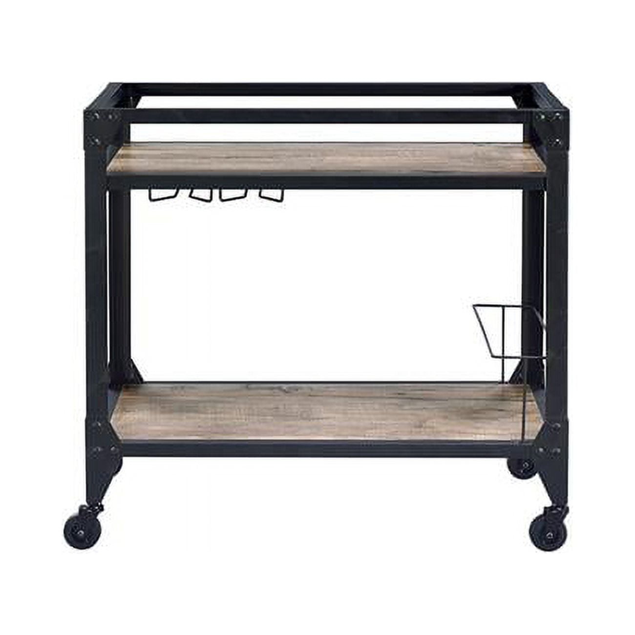 32" X 16" X 31" Black Metal Serving Cart