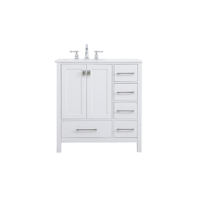 Elegant Decor Irene 32" Solid Wood and Stone Single Bathroom Vanity in White