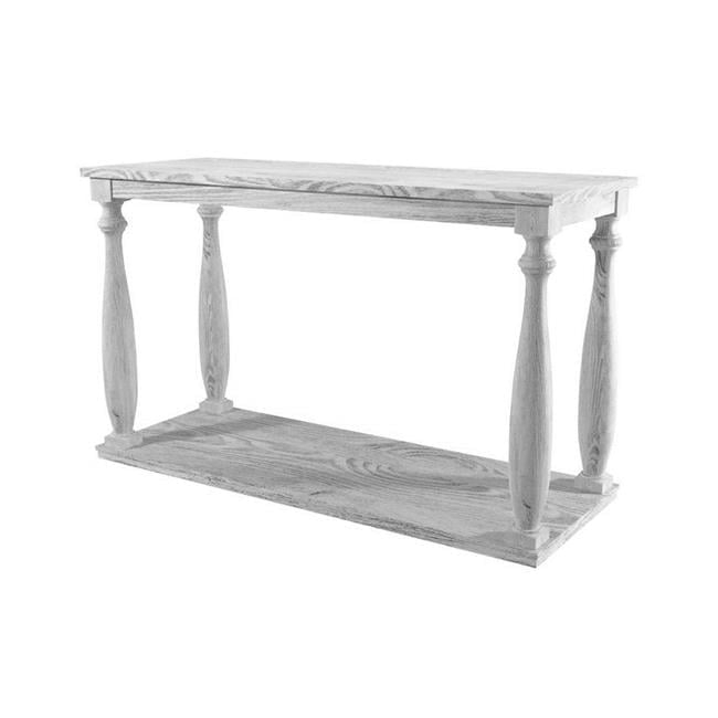 Plank Top Sofa Table with Open Shelf and Turned Legs, Antique White