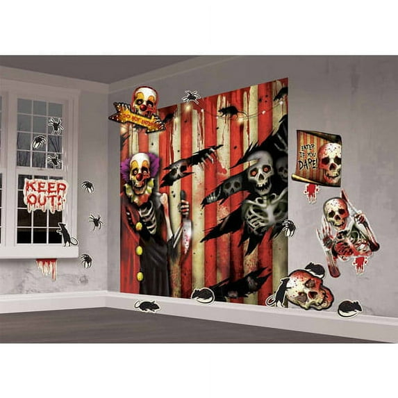 32" x 65" Creepy Carnival Scene Setter Wall Decoration, 32-Piece