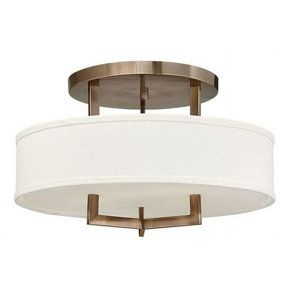 Hinkley Lighting Hampton 3 - Light Semi-Flush Mount in  Brushed Bronze