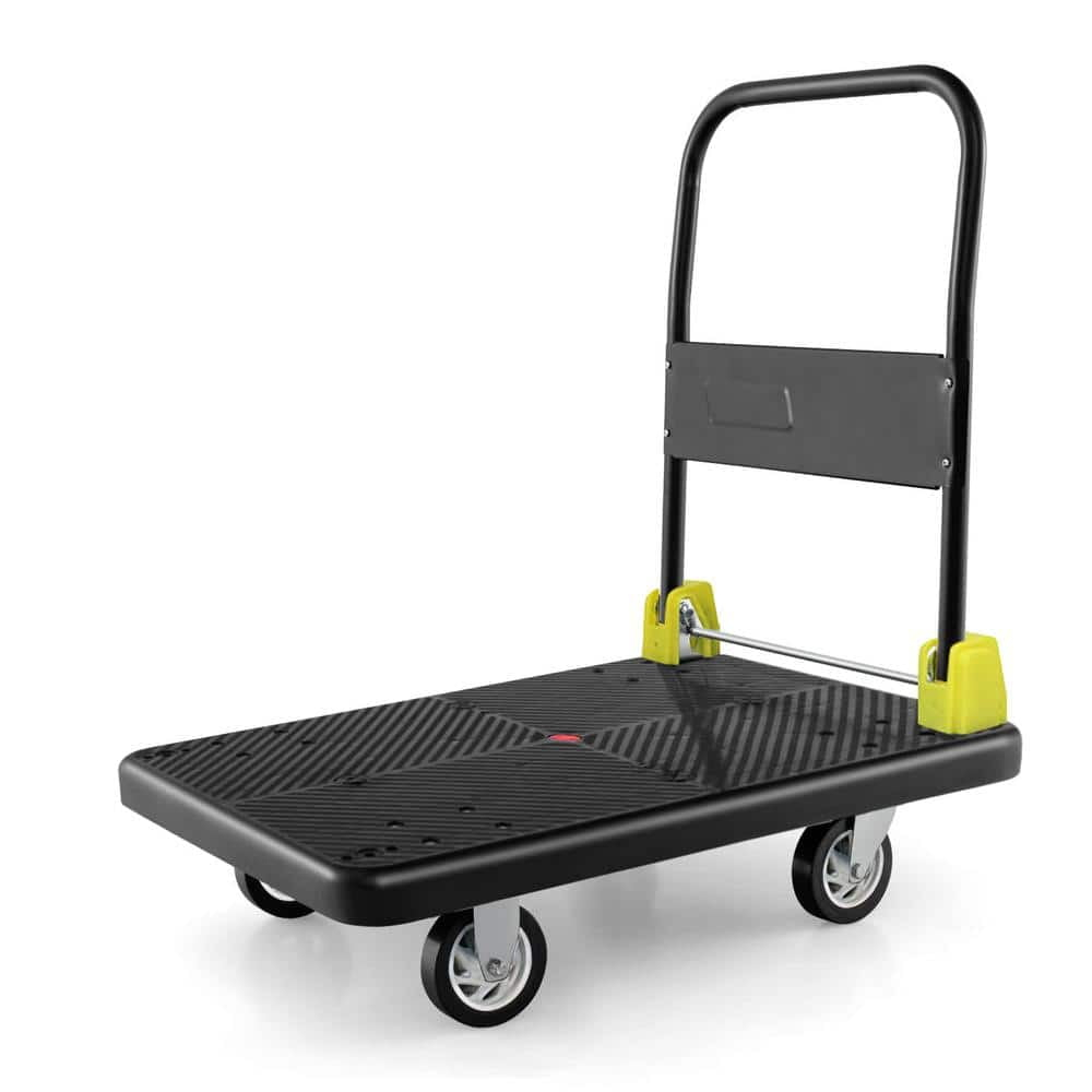 330 lbs. Capacity Black Platform Heavy-Duty Hand Truck Rolling Cart