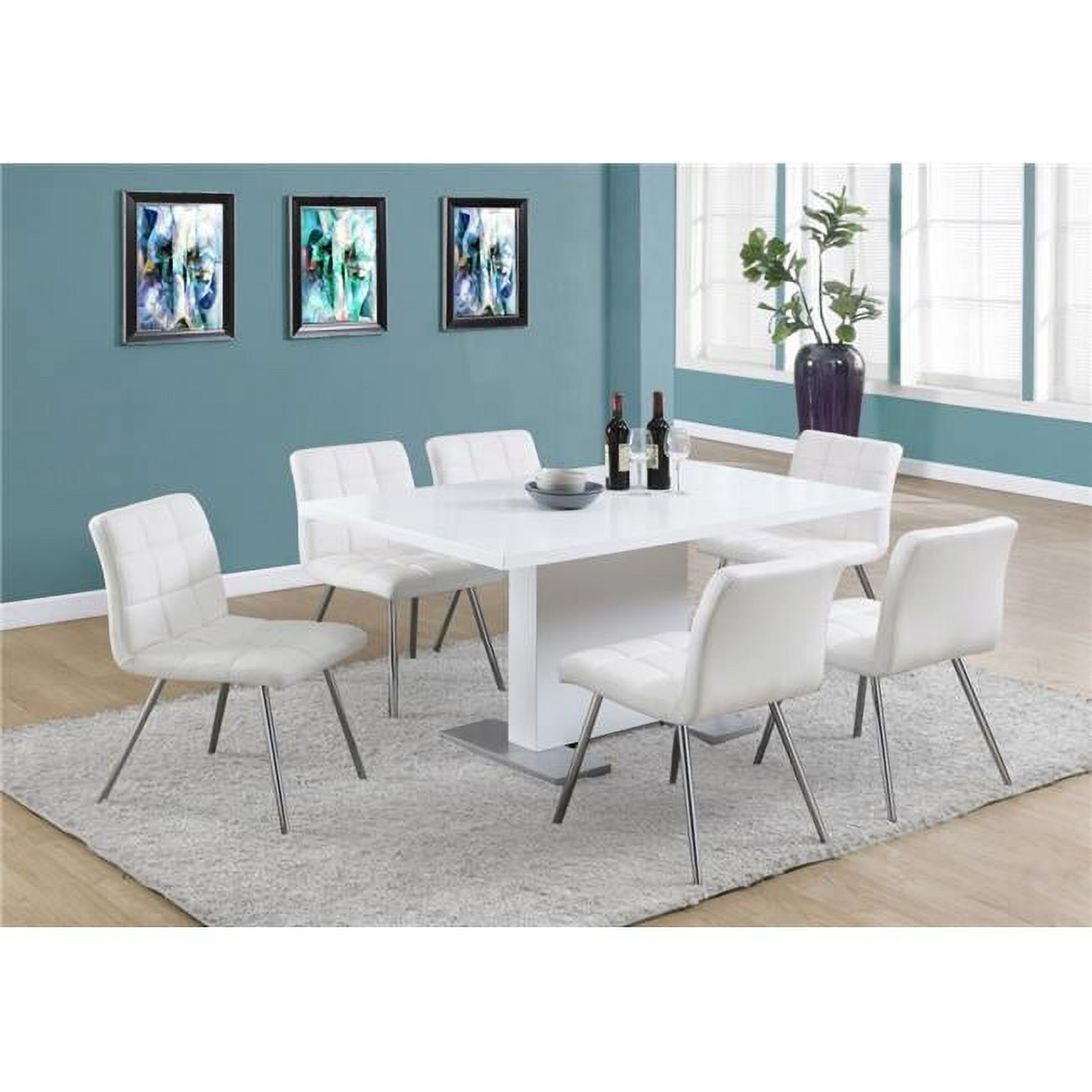 35.5" x 59" x 30" White Metal  Dining Table