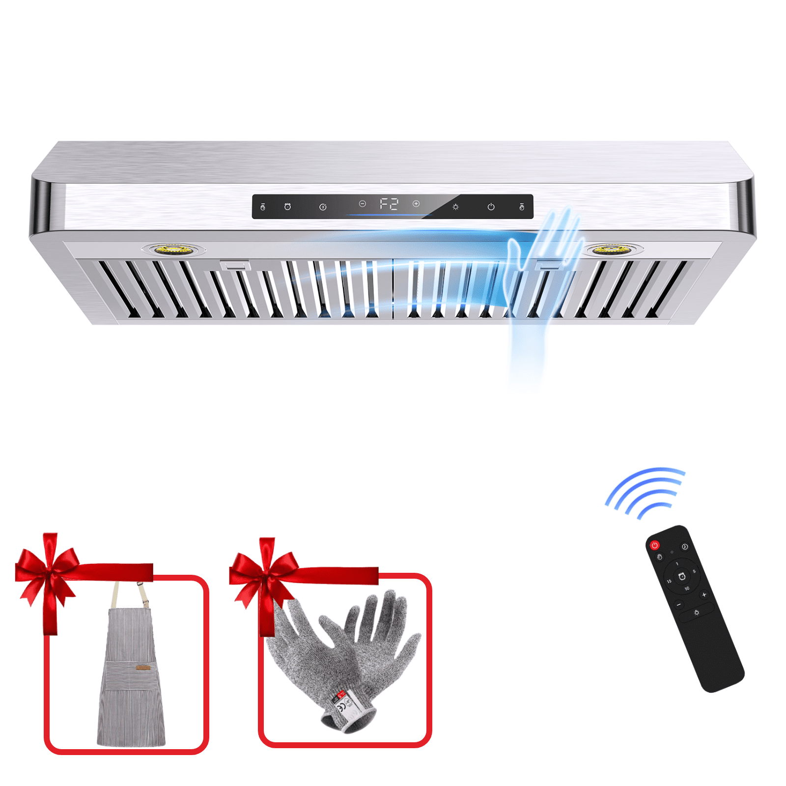 36" 900CFM Ducted Under Cabinet Range Hood in Stainless Steel with Remote Control and 2 LED Lights