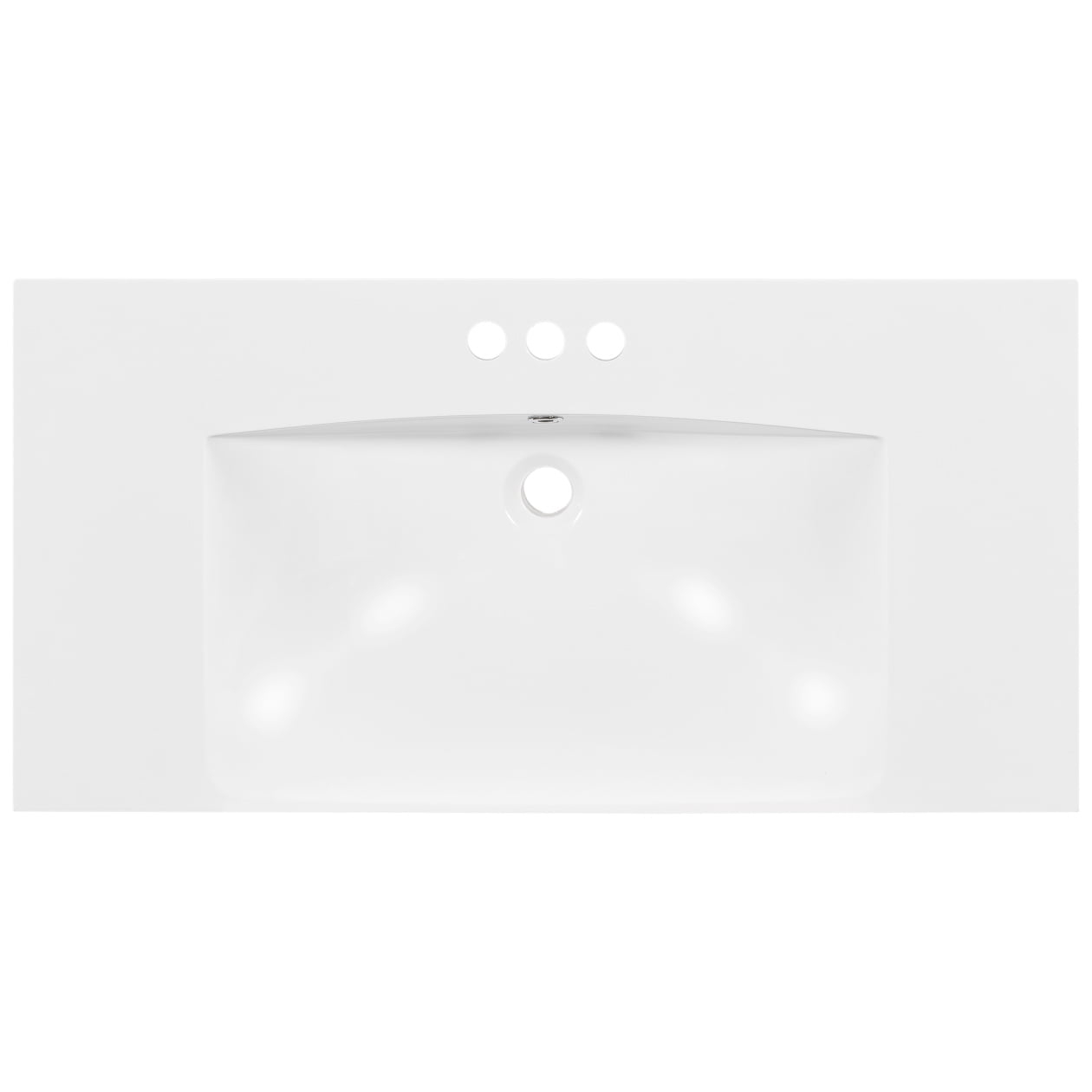 36" Countertop Bathroom Sink, Resin Bathroom Sink With Faucet Holes, Bathroom Vessel Sink, Stain-Resistant Countertop Basin, White