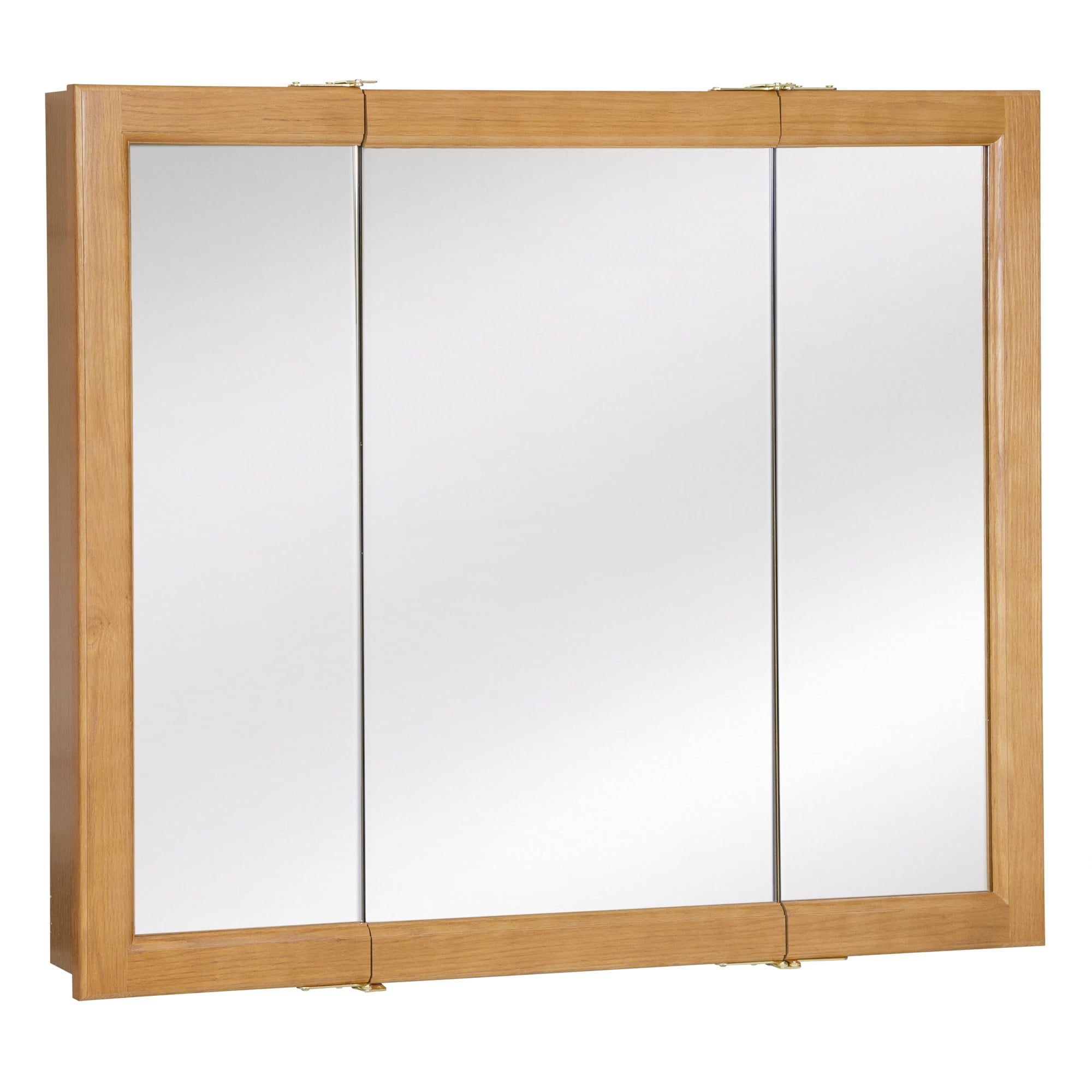 Design House 36" Tri-View Wall Mount Bathroom Medicine Cabinet, Nutmeg Oak