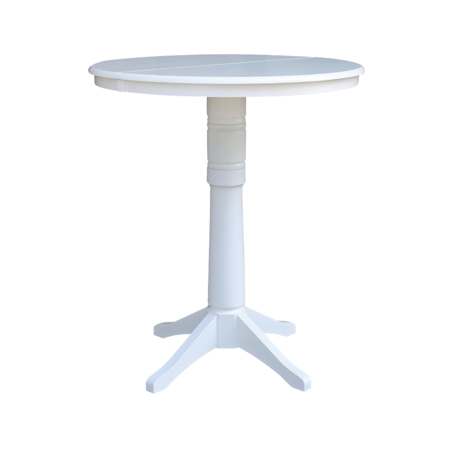 36" Round Bar Height Table with 12" Leaf - White
