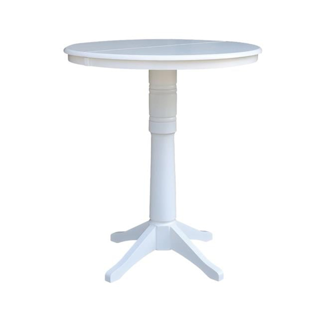 36" Round Bar Height Table with 12" Leaf - White