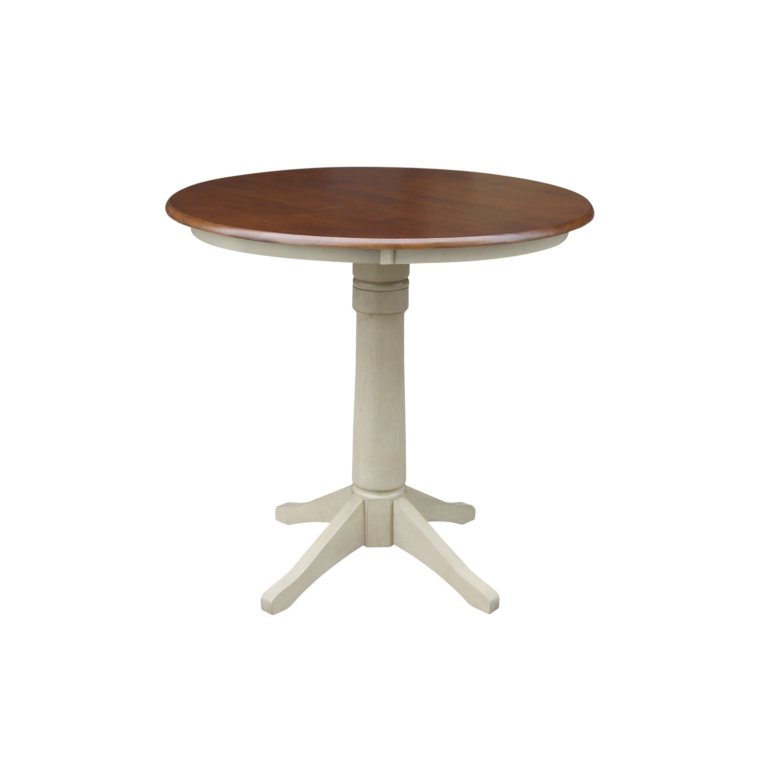 36" Round Pedestal Counter Height Table - Almond/Espresso
